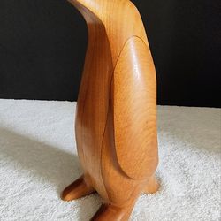 Mid-century Modern Style Handcrafted Wooden Penguin Figurine