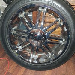 KMC Custom 6 Lug Chrome Rims And Tires 285/45/22
