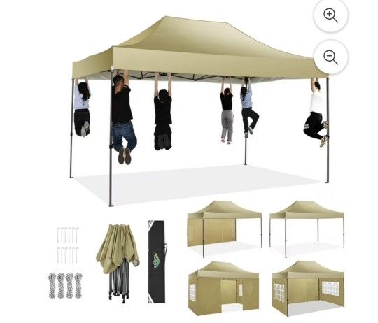 10x15 Pop up Canopy Heavy Duty Party Tent with 4 Sidewalls,Outdoor Waterproof Pop up Canopy Tent Event Shelter for Parties,Commercial-Series,Camping,E