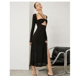 Long halter dress black