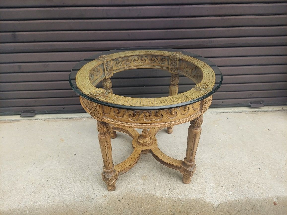 Heavy Carved Round Parlor Table.