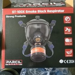 parcil safety st-100x gas mask & 2 filters