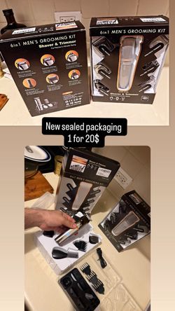 6-in-1 Men's Grooming Kit, Cordless Beard Trimmer clipper Hair, Nose & Ear IPX6 Wet & Dry, 90min USB Runtime, Travel Lock, LED Display, Stainless Stee