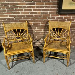 Pair of 1960s Vintage Cane Seat Armchair  