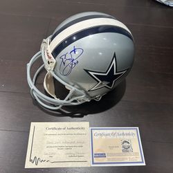 Emmitt Smith Signed And Autographed Dallas Cowboys Full Size Helmet Steiner Coa