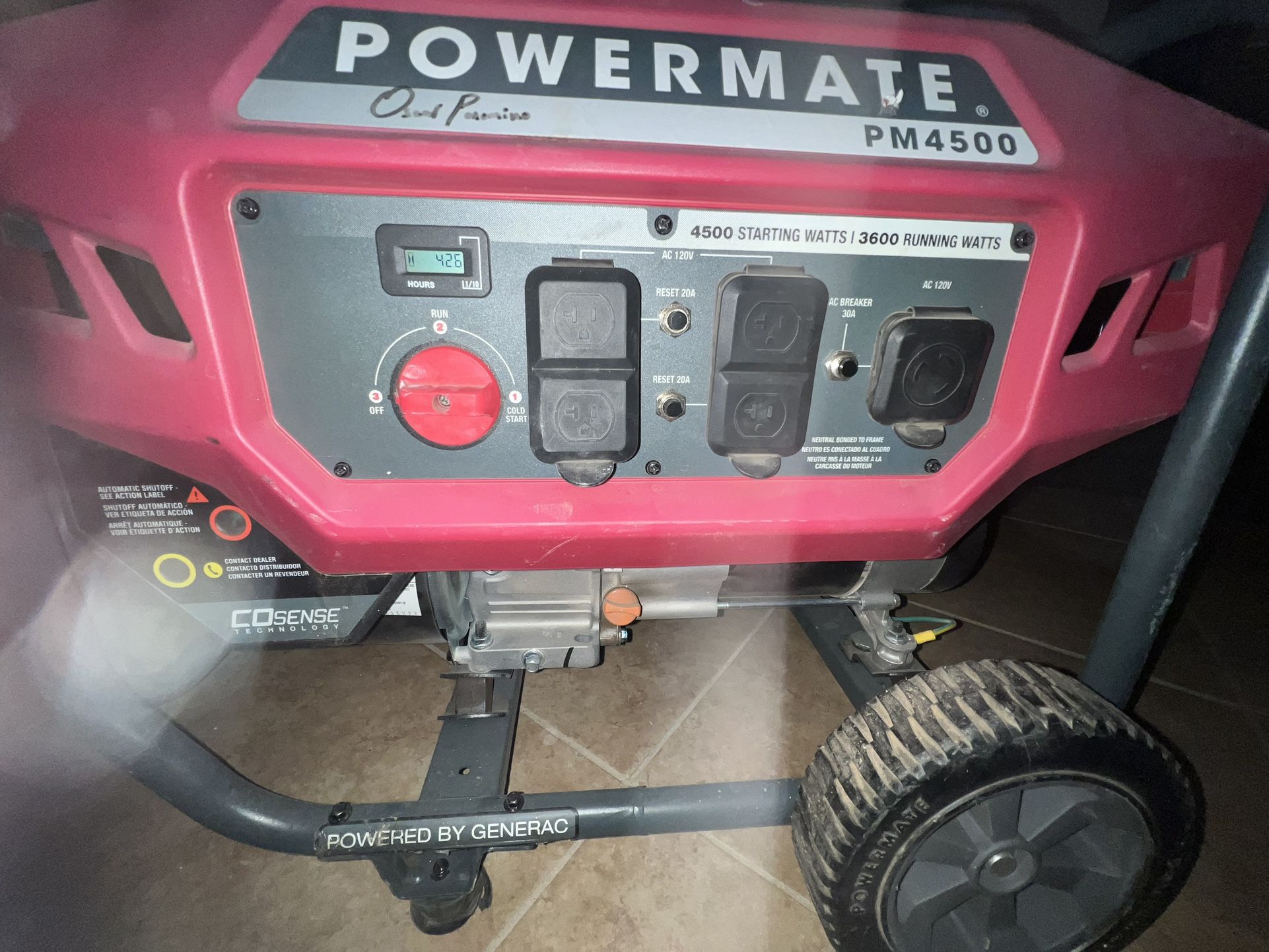 PowerMate 4500 Starting Watts-3600 Running Watts