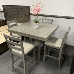 5PC Gray Dining Table Set