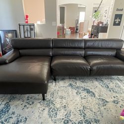 Brown Leather Couch 