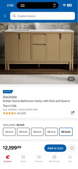 Kohler Solive 60-Inch Bathroom Vanity with Sink