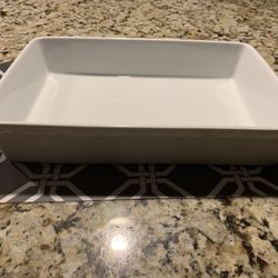 Large White Heavy Baking Pan 8 By 12 Inches Long, Glazed Finish