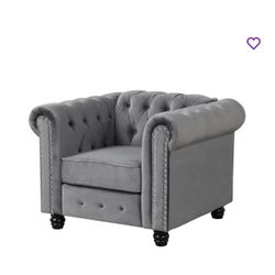 2 Gray Tufted Armchairs