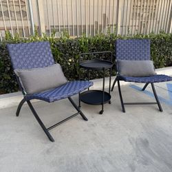 NEW Patio Furniture Outdoor Chairs With Table Cart Combo Foldable Camping Chairs With Table