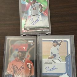 Dodgers Brusdar Graterol (3) card Autographed lot
