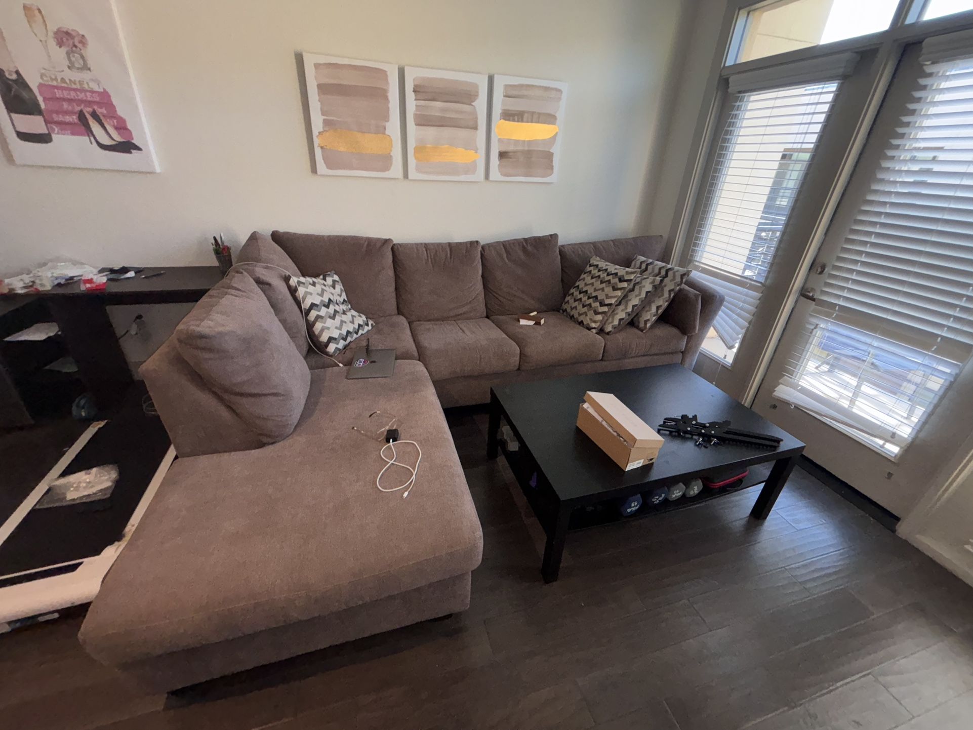 Virgo Brown 119'' 2 Piece Left Arm Facing Chaise Sectional
