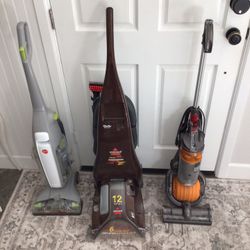 Floor Care x 3: Dyson Vacuum, Hard Floor Steamer, Bissell Rug Cleaner