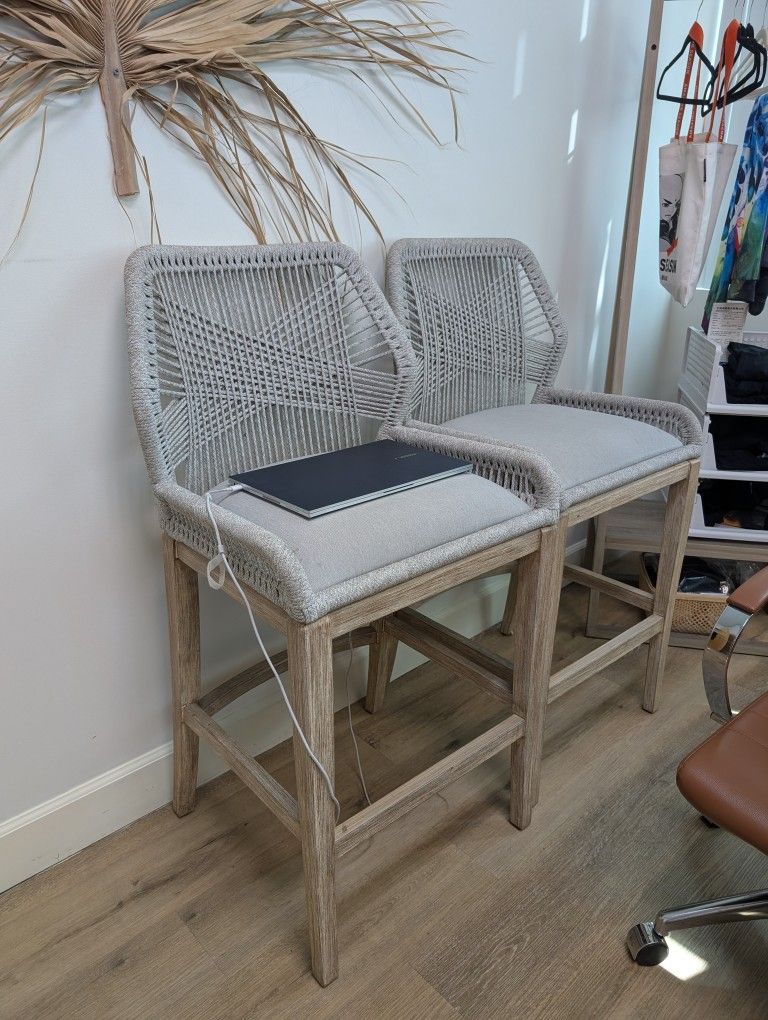 Woven Grey Counter Stools - 4 Set