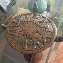 Small Round Custom Hand Carved Table