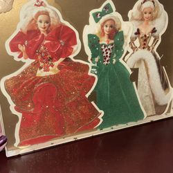1995 Holiday Barbie 3 Displayable Greeting Cards w/Designed Envelopes Hallmark