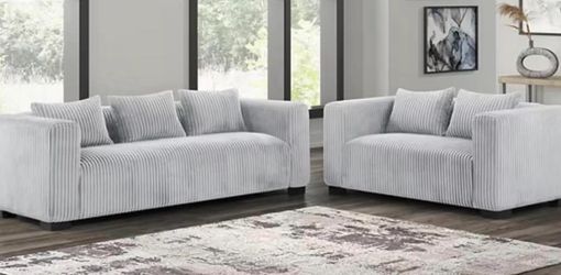 Brand new gray sofa and loveseat