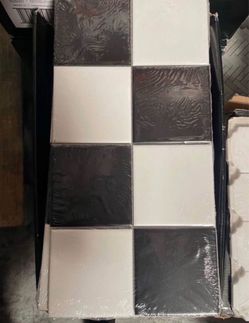 MSI White and Black Checkered 8 in. x 16 in. Matte Porcelain Mesh-Mounted Mosaic Tile (12.60 sq. ft. /Each)
