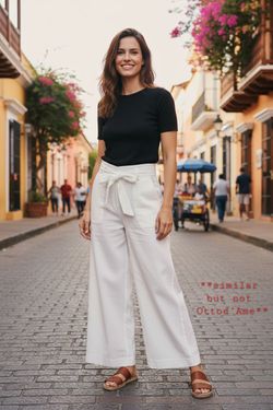 NWT Ottod'Ame Women's White Wrap Waist Palazzo Trousers
