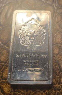 10 Troy Ounce .999 Solid Silver SCOTTSDALE Mint Bar