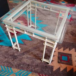 Retro Glass-Top, Metal Base End Tables (2) - $20 Each
