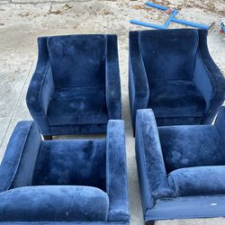 Velvet blue upholstery chairs