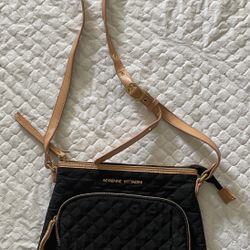 Adrienne Vittadini Crossbody Bag Black With Tan Straps
