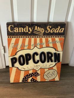 Vintage Wooden Popcorn Sign