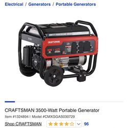 CRAFTSMAN 3500-Watt Gasoline Portable Generator  Mint Condition