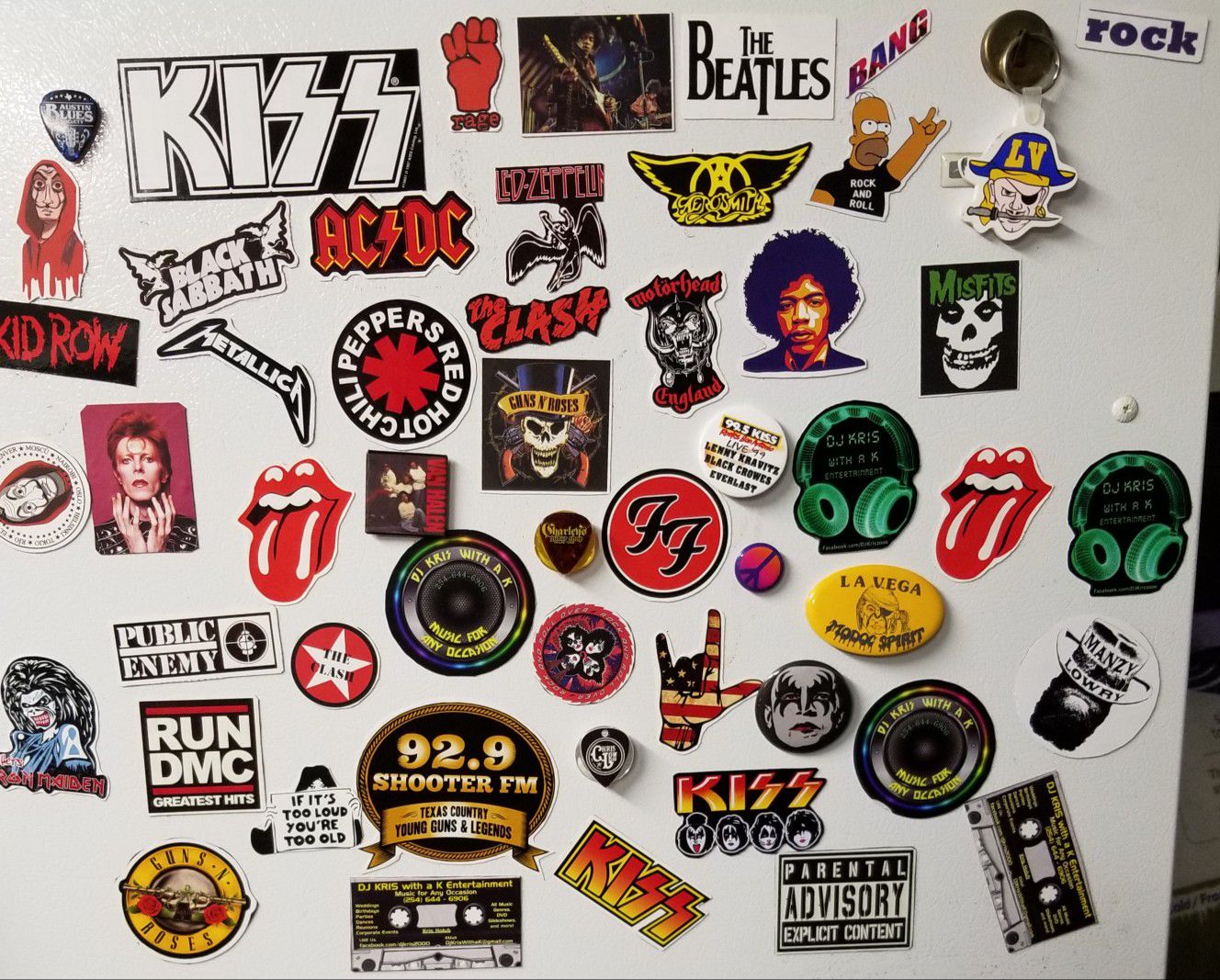 Refrigerator magnets rock and roll bands Each