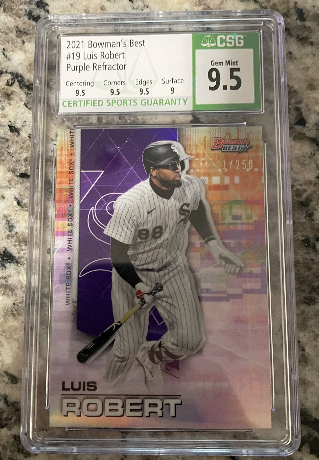 2021 Bowman S’s Best #19 Luis Robert Purple Refractor CSG 9.5 Gem Mint