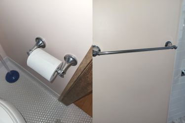 Kohler Chrome Bathroom Hardware Set, 24" Towel Bar + Toilet Paper Holder, Traditional Style