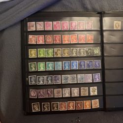 Whole Page Of Queen Elizabeth Stamps 