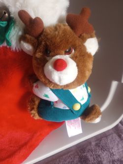 Christmas Stocking With Baby Rudolph The Red Nose Reindeer