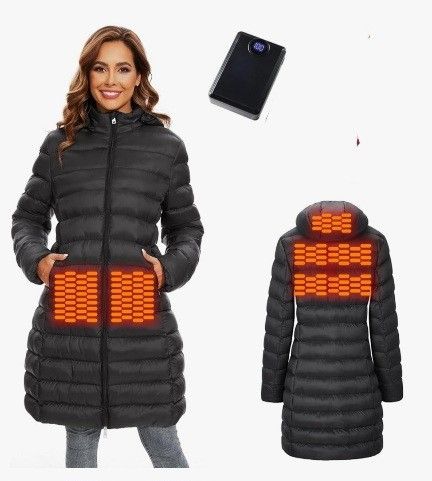 Medium, Heated Jacket for women with 12000mAh Battery Pack,5 Heating Jackets with Hood