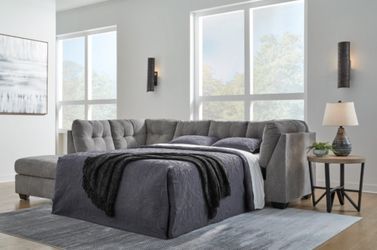 SECTIONAL WITH QUEEN SLEPEER -GRAY- [EASY CARE FABRIC] -NEW-