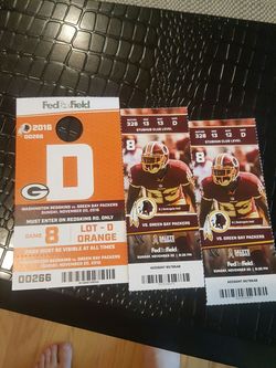 Redskins Packers Club Level tickets with parking