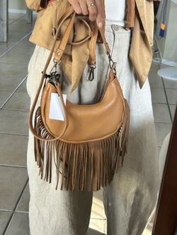 NEW Made in Italy Genuine Leather Fringe Crossbody Bag