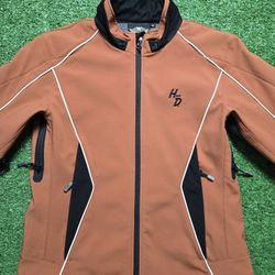 Harley Davidson Jacket Women Medium Orange Softshell Reflective Riding No Hood