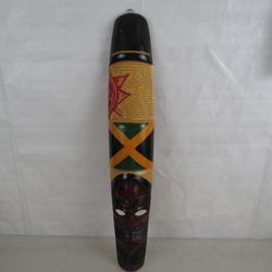 Jamaican Hand Carved Wooden Tribal Mask Wall Decor 23" Tall


