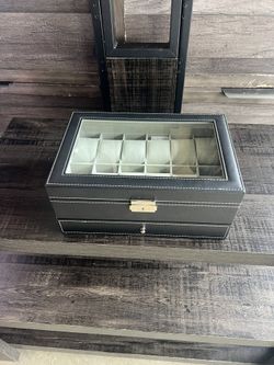 LEDREM 12-Slot Watch Box Organizer, 2-Layer Display Case with Glass Lid & Lock,