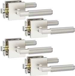 Asidrama 4 Pack Brushed Satin Nickel Passage Door Handles