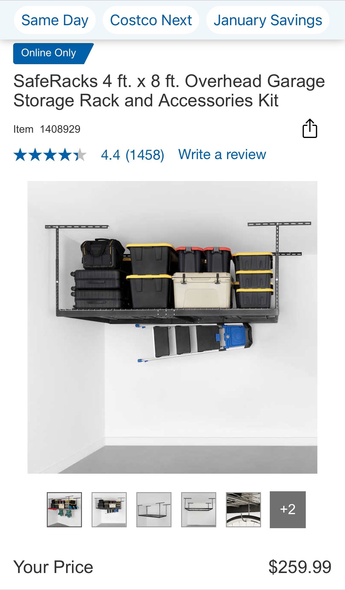 SafeRacks 4 ft. x 8 ft. Overhead Garage Storage Rack and Accessories Kit