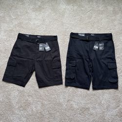 2 Men’s Cargo Shorts, Black,  Size 34, Brand New/Never Used