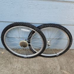 26 Inch Araya Mountain Bike Wheelset Speed w/ Tires ready to ride