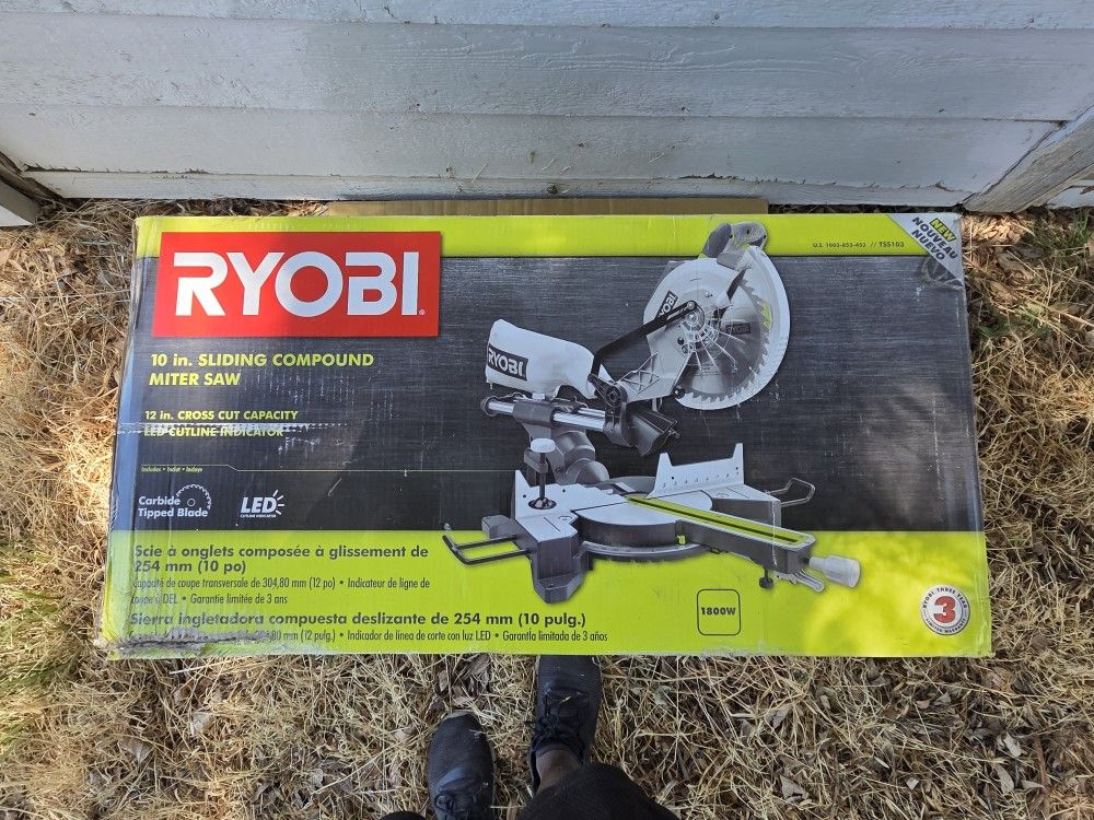 Ryobi 15 Amp 10 in. Corded Sliding Compound Miter Saw with LED Cutline Indicator Retail ($269)+