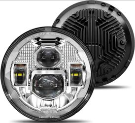 HWSTAR New Upgraded 1000% Bright Anti-glare 7 Inch Led Headlights Round Compatible with Jeep Wrangler JK JKU TJ LJ toyota Austin buick MG Nissan Subar