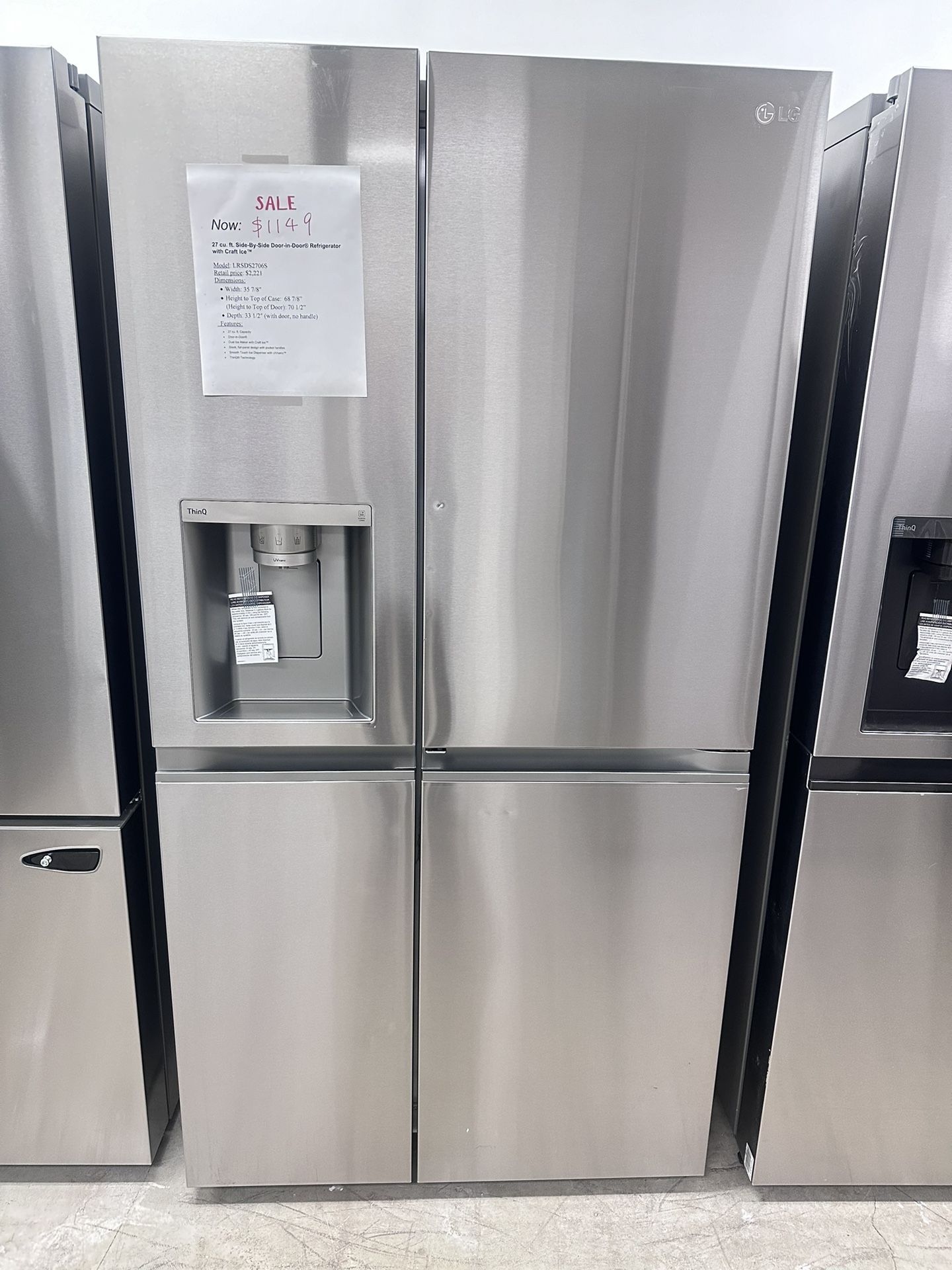 LG Side By Side Refrige With Door In Door Unused